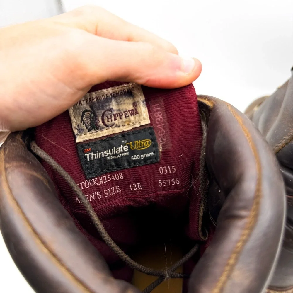 Chippewa thinsulate Leather Waterproof Insulate Sz 12 E #25408 0513